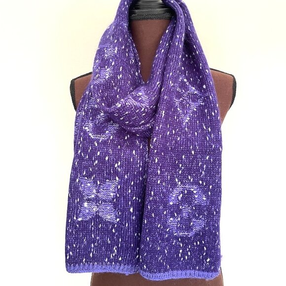 Louis Vuitton Wool Wrap Medallion Logomania Purple Reversible Scarf - Picture 1 of 12